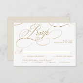 Cartons Réponse Calligraphie moderne or intemporel et mariage blan (Devant / Derrière)