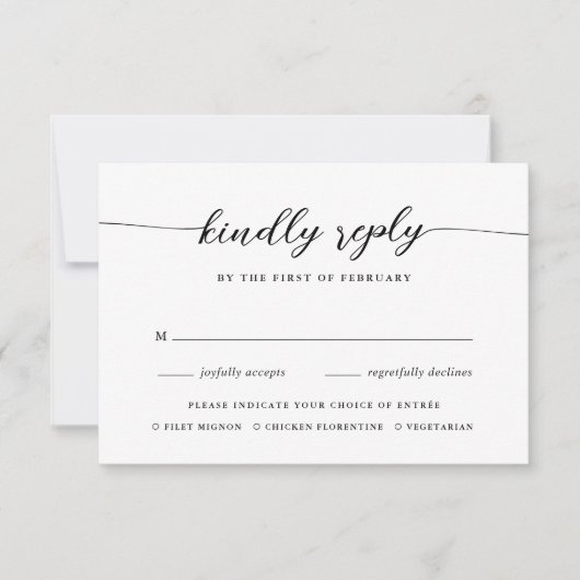 Cartons Réponse Calligraphie noir et blanc classique choix de repa (Devant)