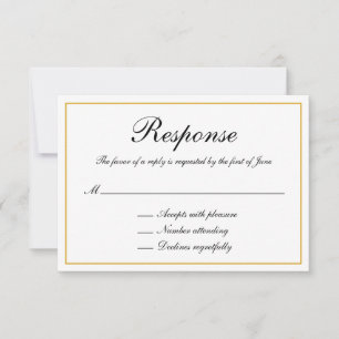 Cartons Réponse Calligraphie officielle Mariage frontière or