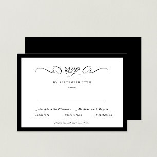 Cartons Réponse Calligraphie officielle Noir encadré Mariage class