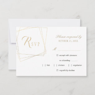 Cartons Réponse Calligraphie or simple mariage de cadre géométriqu