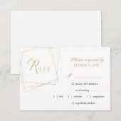 Cartons Réponse Calligraphie or simple mariage de cadre géométriqu (Devant / Derrière)