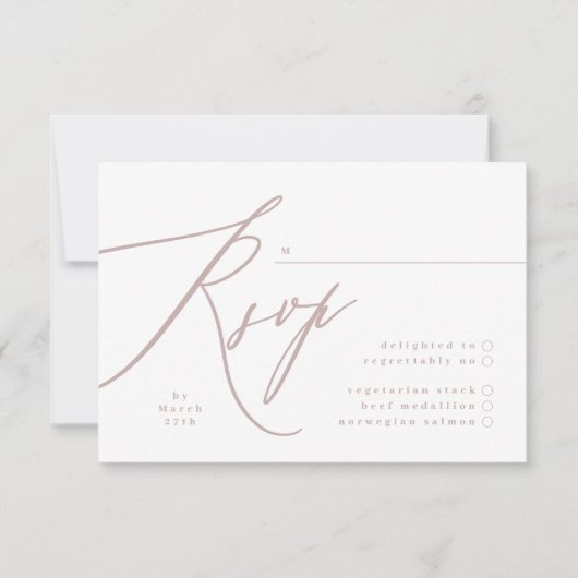 Cartons Réponse Calligraphie rose moderne Mariage QR CODE (Devant)