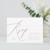 Cartons Réponse Calligraphie rose moderne Mariage QR CODE (Debout devant)