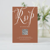 Cartons Réponse Calligraphie rustique Terracotta QR Code Mariage (Debout devant)