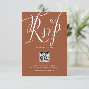 Cartons Réponse Calligraphie rustique Terracotta QR Code Mariage