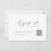 Cartons Réponse Calligraphie simple vert rustique mariage code QR (Devant)