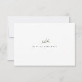 Cartons Réponse Calligraphie simple vert rustique mariage code QR (Dos)