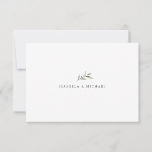 Cartons Réponse Calligraphie simple vert rustique mariage code QR (Dos)