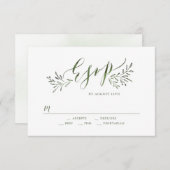 Cartons Réponse Calligraphie verte Sage Mariage fleuri rustique RS (Devant / Derrière)