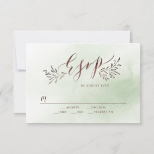 Cartons Réponse Calligraphie verte Sage Mariage fleuri rustique RS