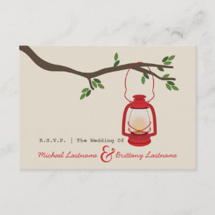 Cartons Réponse Camping à l'huile rouge / Mariage extérieur R.S.V.