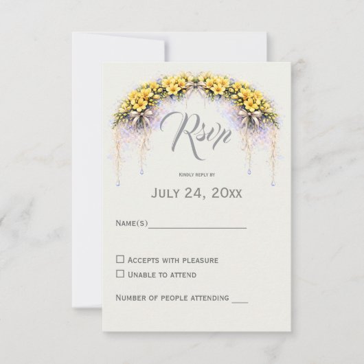 Cartons Réponse Canary Yellow Romantic Freesia  Floral Wedding (Devant)