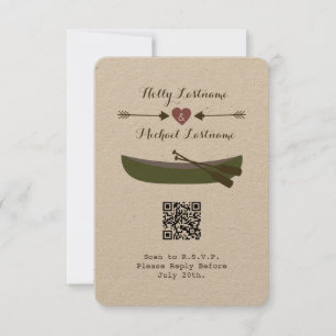 Cartons Réponse Canot + Flèches Avec Code QR Mariage Coeur