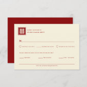 Cartons Réponse Carré classique double bonheur Mariage chinois (Devant / Derrière)