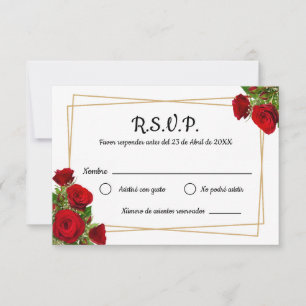 Cartons Réponse Carré de roses rouges Mariage espagnol