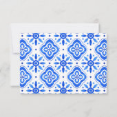 Cartons Réponse Carreaux bleus Bougainvillea citrons mariage éléga (Dos)