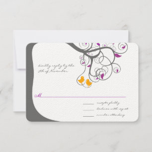 Cartons Réponse Carton d'invitation de mariage aux oiseaux amoureu