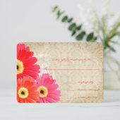 Cartons Réponse Carton d'invitation de mariage Fleur de Gerber ora (Debout devant)
