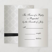 Cartons Réponse Cartons de mariage en damas noir et ivoire avec cr (Devant / Derrière)