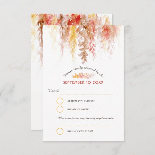 Cartons Réponse Cascade cascade chute vigne brun orange mariage (Devant / Derrière)