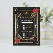 Cartons Réponse Casino Royale Gold Noir Art Déco 20 Mariage (Debout devant)