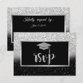 Cartons Réponse Casquette de remise des diplômes Paillettes Argent (Devant / Derrière)