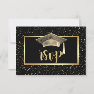Cartons Réponse Casquette Gold Grad, Confetti Graduation Party