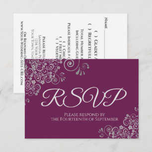 Cartons Réponse Cassis Purple Magenta Élégant Mariage de dentelle 