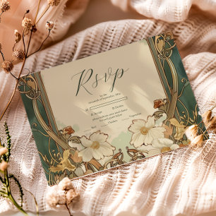 Cartons Réponse Célébration Art Nouveau Floral Mariage
