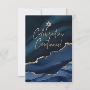 Cartons Réponse ✡ Célébration de la Mitzvah ! Aquarelle Agate Bleu