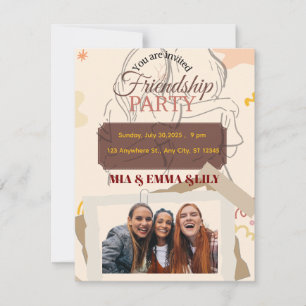Cartons Réponse Célébration élégante de fête d'amitié avec photo