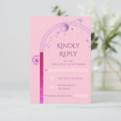 Cartons Réponse Céleste rose violet soleil Lune étoiles Mariage (Debout devant)