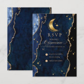 Cartons Réponse Celestial Quinceanera Stars and Moon Response Card (Devant / Derrière)