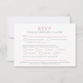 Cartons Réponse Cercle de feuille rose vif repas blanc mariage (Dos)