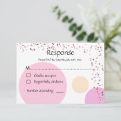 Cartons Réponse Cercles de confetti rose mariage (Debout devant)