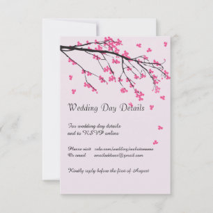 Cartons Réponse Cerise en Fleur - Détails du jour de mariage