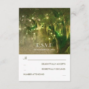 Cartons Réponse Chaîne de lumières Arbre de chêne Rustique Mariage