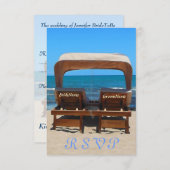 Cartons Réponse Chaises de mariage sur la plage dans le sable (Devant / Derrière)