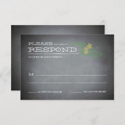 Cartons Réponse Chalkboard Stencil Yellow Response (Devant / Derrière)