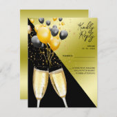 Cartons Réponse Champagne & Ballons 40e anniversaire (Devant / Derrière)