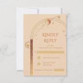 Cartons Réponse Champagne céleste Gold Sun Moon Stars Mariage (Devant)