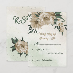 Cartons Réponse champagne fleurs verdure mariage
