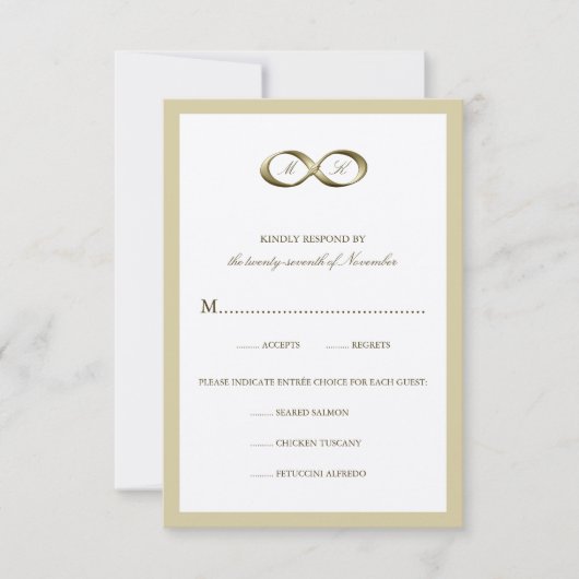 Cartons Réponse Champagne Gold Infinity Habillement main Mariage R (Devant)