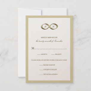 Cartons Réponse Champagne Gold Infinity Habillement main Mariage R