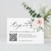 Cartons Réponse Champagne Ivory Blush rose Floral Mariage Code QR (Debout devant)