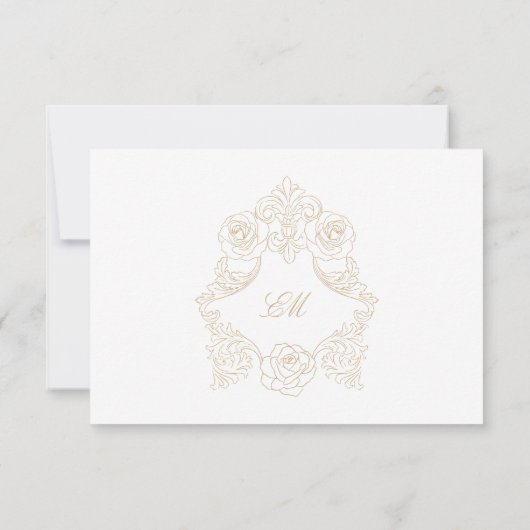 Cartons Réponse Champagne or baroque botanique (Dos)