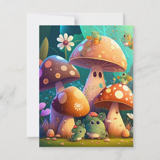 Cartons Réponse Champignons mignons dans la forêt (Dos)