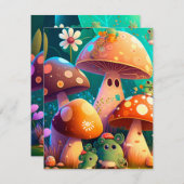 Cartons Réponse Champignons mignons dans la forêt (Devant / Derrière)