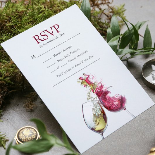 Cartons Réponse Chanson élégante Mariage de danse du vin rouge et 